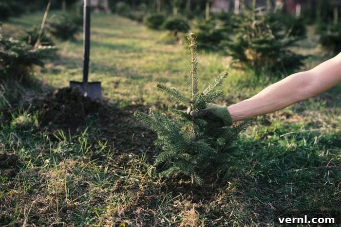 Giving Your Christmas Tree a New Outdoor Life 3 Worker plant a young tree in the Christmas Tree Garden