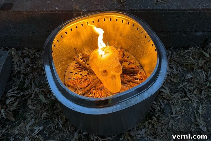 Set Your Halloween Party Ablaze: The Must-Have Fire Pit Skull 3 Fire Pit Skull Burning in Pit