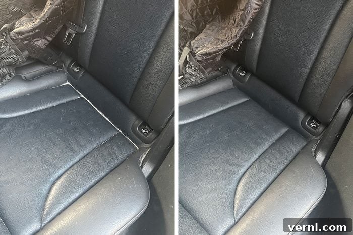 Dyson Outsize Plus showing before and after cleaning of a car interior