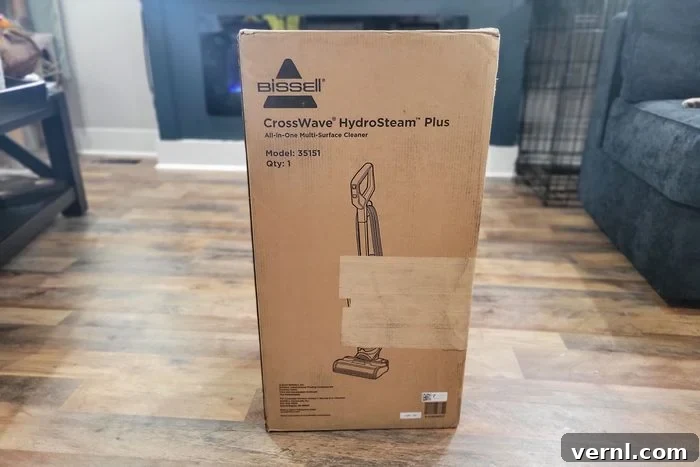Bissell CrossWave HydroSteam Plus box in the living room