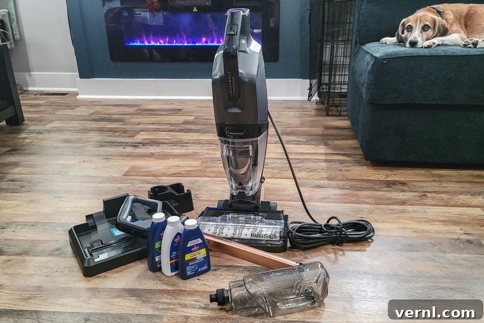 Bissell Crosswave Hydrosteam Plus with all fittings on floor