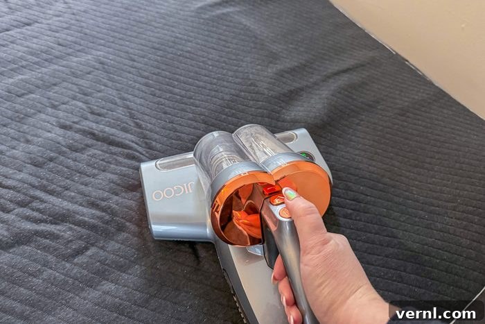 Mattress Vacuum Breakthrough: Giving Your Bed the Deep Clean It Deserves 4 Jigoo Bed Vacuum Cleaner testing process