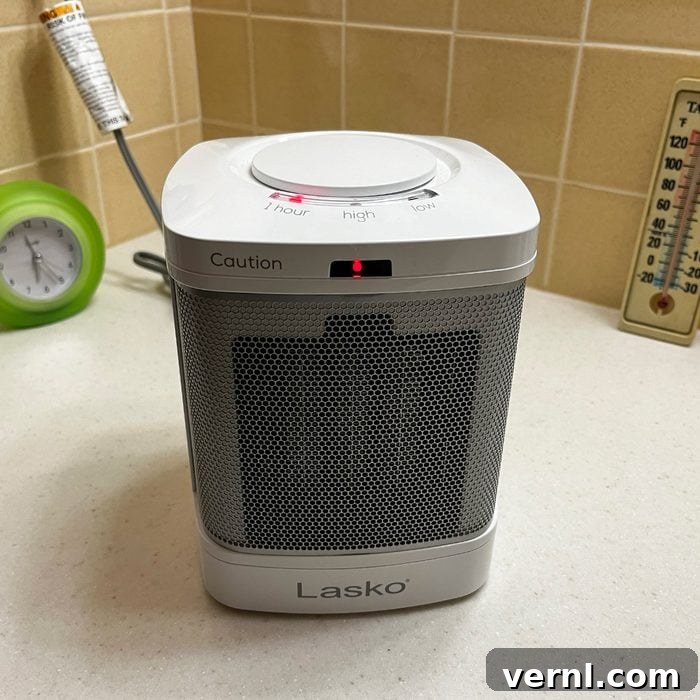 My Lasko Heater: The Ultimate Winter Bathroom Companion 2 Lasko Portable Space Heater warming a bathroom