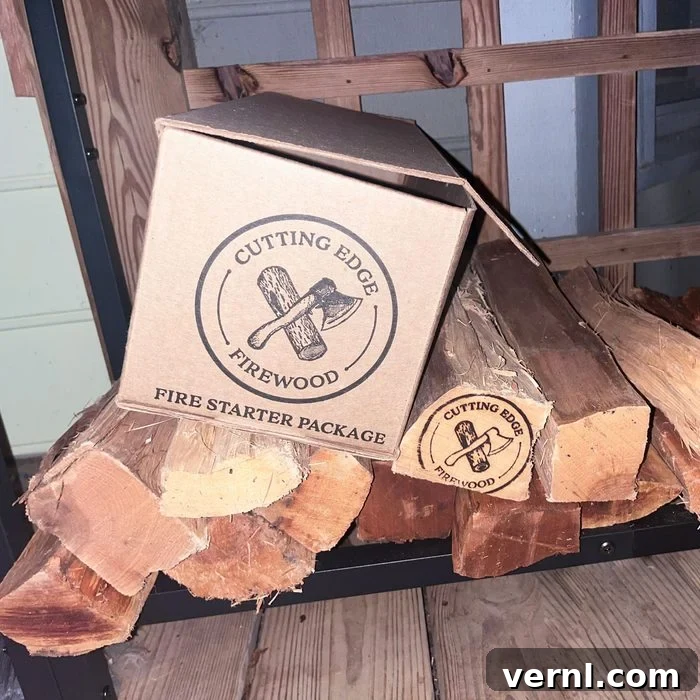 Is This Firewood Subscription the Future for Your Fire Pit and Pizza Oven 2 Cutting Edge Firewood delivery package, showing premium logs neatly stacked in a box, ready for use.