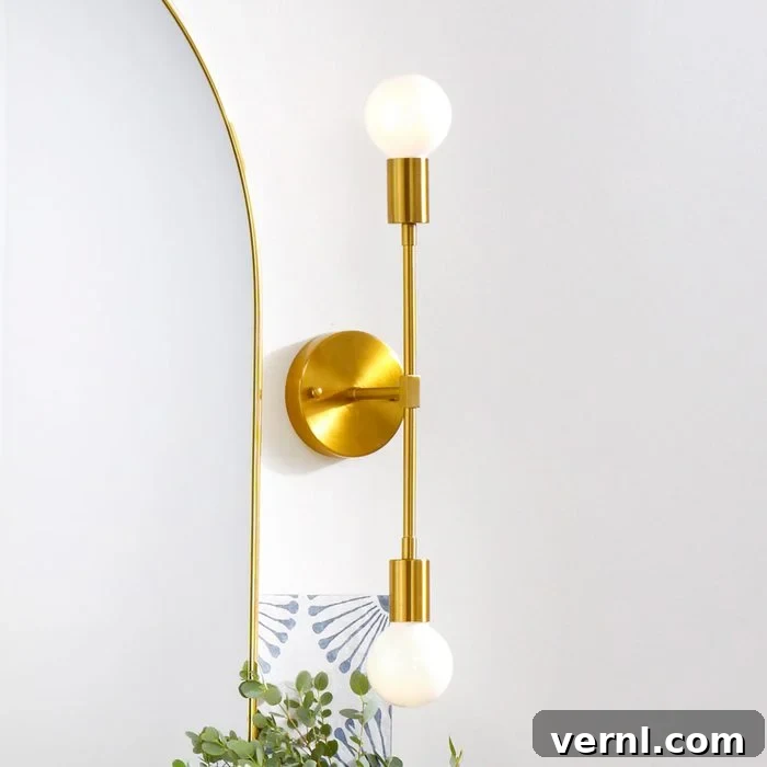 Design Experts Unveil 11 Must See Bathroom Trends For 2024 8 Brushed Golden Industrial Vanity Light Fixtures