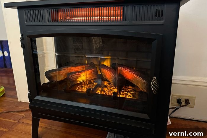 Electric Fireplace plugged into an outlet