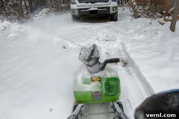 Greenworks Cordless Snow Blower: Turning a Winter Chore into Winter Fun 4 Clearing Snow with Greenworks Cordless Snow Blower