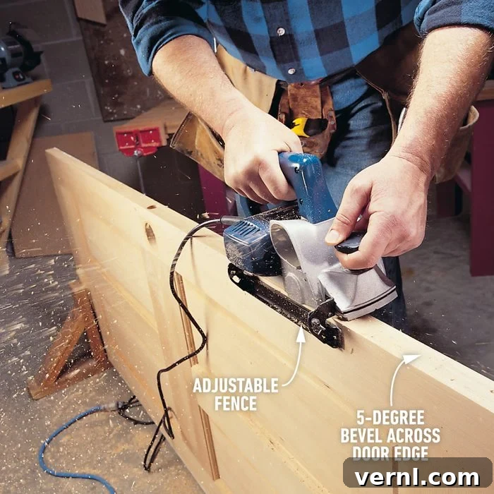 Mastering Your Electric Planer 6 Electric planer used to bevel a door edge for smooth closing and preventing jamb click