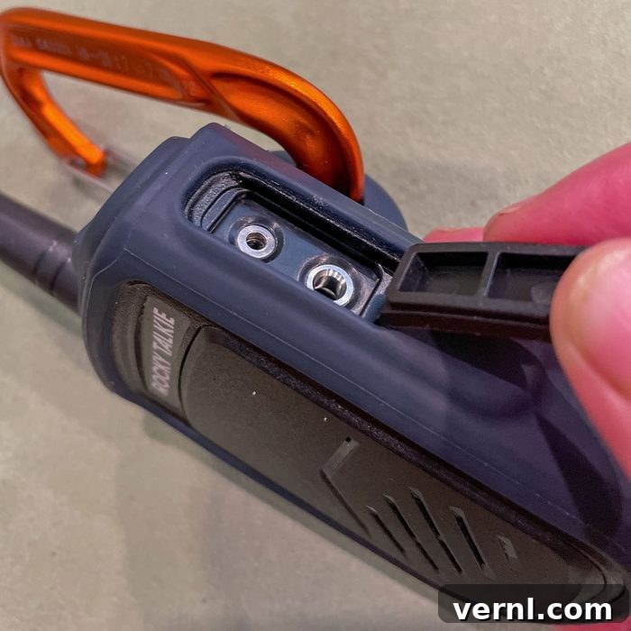 Rocky Talkie: The Clear Choice for Mountain Communication 6 2 prong headphone jack on rocky talkie rugged two way radio