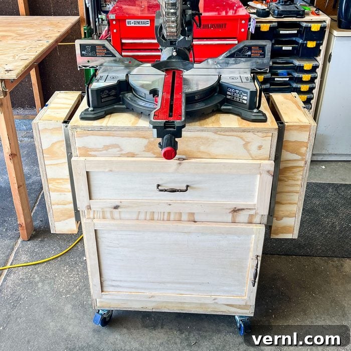 Woodworking project being cut with Skil Miter Saw