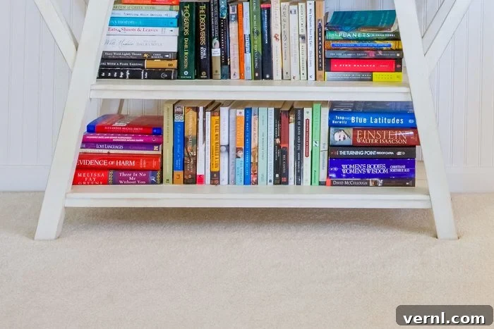 A Bookcase On Floor Carpeting