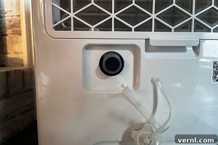 Midea Dehumidifier Ends North Carolina's Humidity Battle 5 Drainage hole on Midea dehumidifier for continuous use