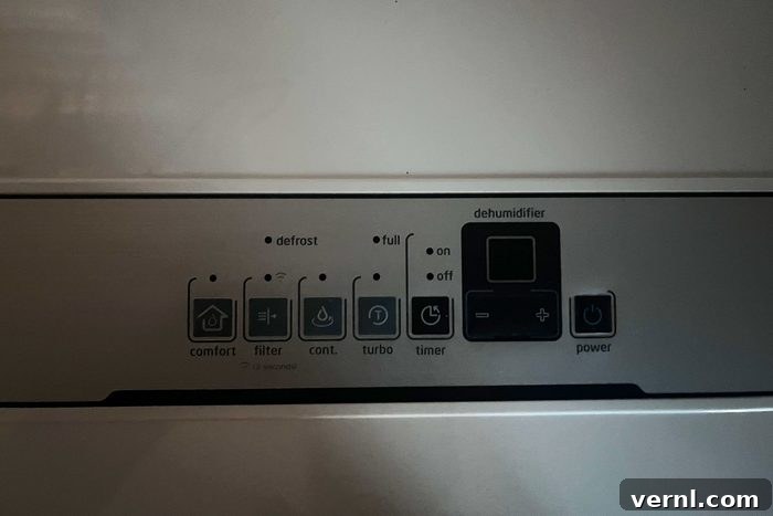 Midea Dehumidifier Ends North Carolina's Humidity Battle 7 Control panel buttons on Midea dehumidifier