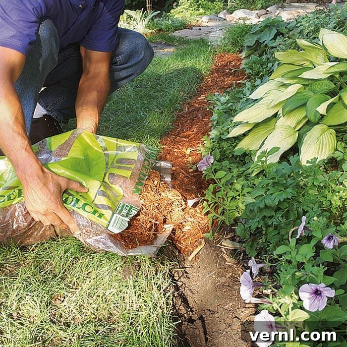 Mulch Your Way to a Plastic-Free Garden Edge 2 Filling up trench with wooden mulch