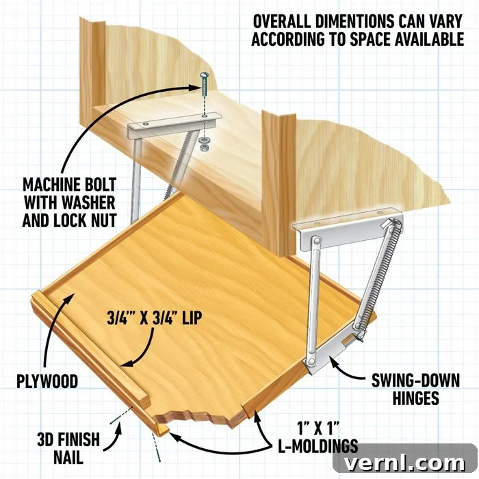 Convenient swing-down cookbook rack for decluttering kitchen counters
