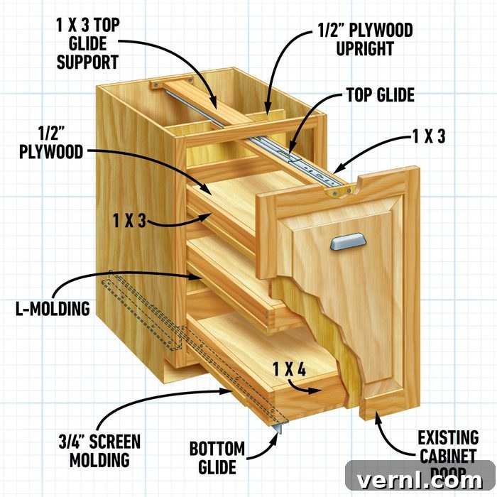 Precise measurements for building a custom roll-out pantry cabinet