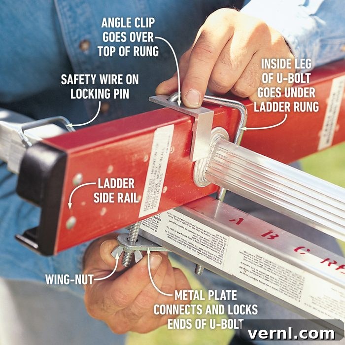 Reinforcing Your Ladder 5 How Do You Make A Ladder Sturdier Adjustable stabilizers showing method