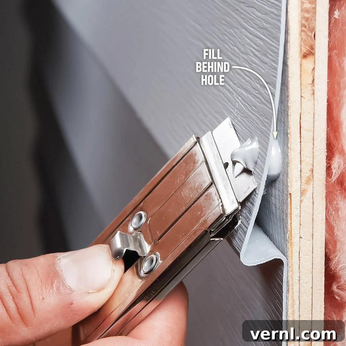 The Simplest Siding Hole Fix 3 Filling The Hole - Siding Repair Techniques