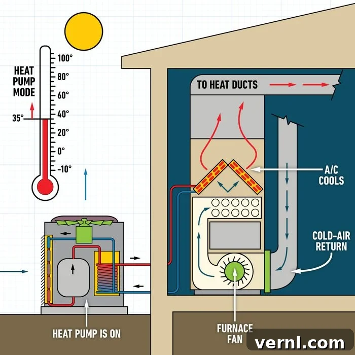 Pairing A Heat Pump With Furnace What To Know About Dual Fuel Systems Cool Period Operation Graphic