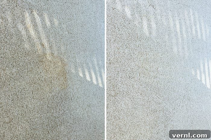 Before and After of carpet stain