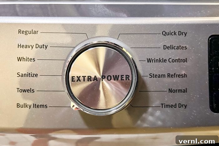 Maytag Washer and Dryer Review Timeless Reliability 4 Maytag dryer control knob showing various cycle options