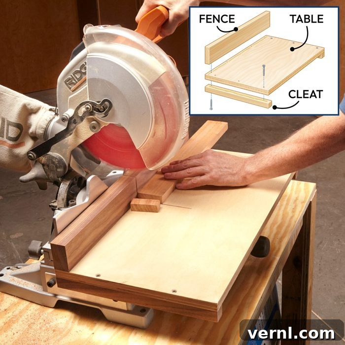 Accurate Miter Saw Cuts using a zero-clearance table