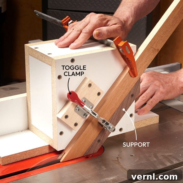 Table Saw Guide Box for supporting vertical cuts