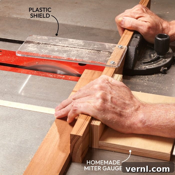 No-Wiggle Table Saw Crosscuts jig with two miter gauges