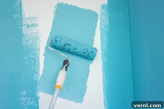 Drying Paint Color: What Really Happens 2 painting a wall with blue paint