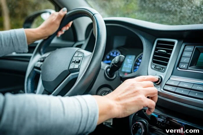 What Happens When You Accidentally Press Your Car Start Stop Button 2 Adjusting Car Stereo Button While Driving In A Rainy Day