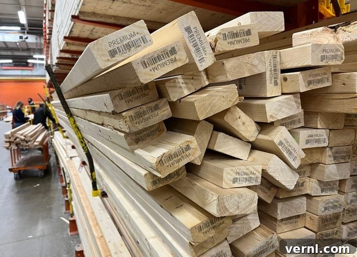 Tariffs Raise DIY Project Costs 2 Pile of lumber planks for home construction or DIY projects