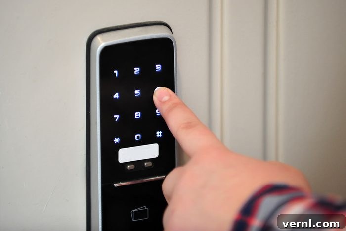 Emergency Entry When Smart Locks Fail 2 Person entering the passcode to open the door