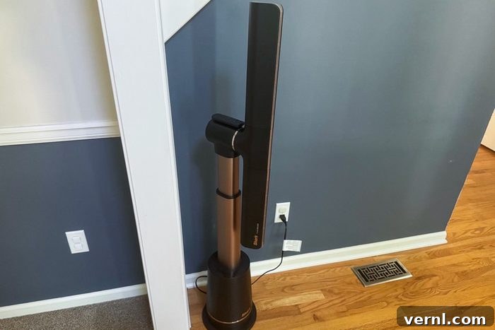 Shark TurboBlade Fan operating in a home office setting, illustrating its targeted airflow