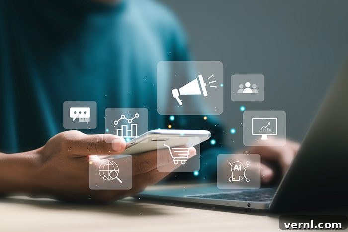 Phone Eavesdropping: Paranoia or Reality? 2 man use mobile smart phone with virtual screen of online advertisement, ad on website and social media