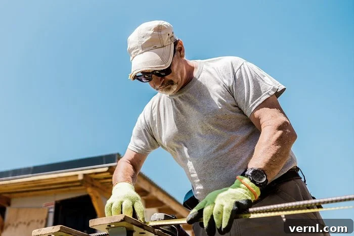 Don't Sweat Your Summer DIY Essential Cooling Tools 7 Man wearing a wide-brimmed hat while doing home maintenance work to stay cool