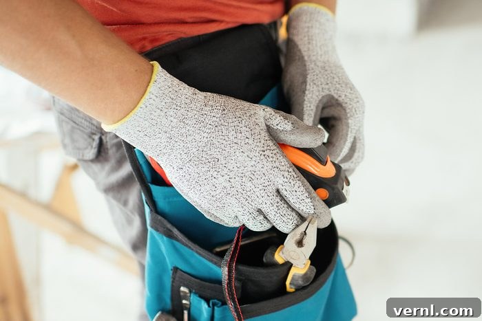 Don't Sweat Your Summer DIY Essential Cooling Tools 8 Man wearing breathable work gloves while doing home maintenance work to stay cool