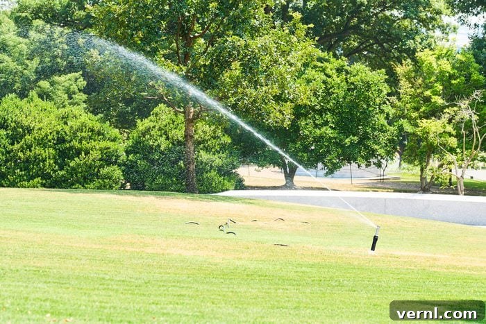 Unlock a Greener Spring: The Power of Fall Lawn Maintenance 3 Sprinkler watering a green lawn in a park during summer