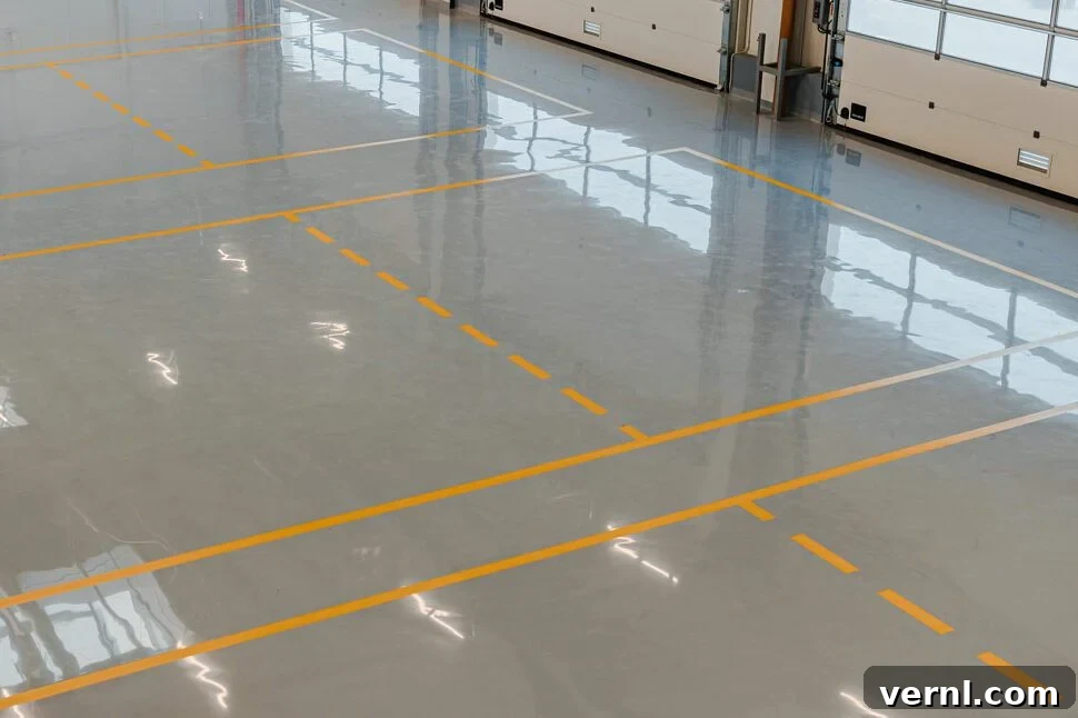 Fresh Footings: The Hottest Home Flooring Trends Unveiled 3 Epoxy And Waxed Flooring With Colorful Signage In Car Service