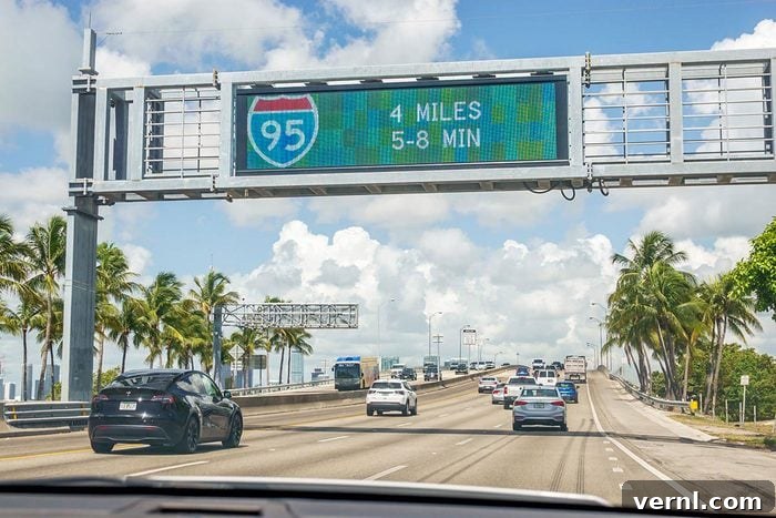 No-Fault Insurance: What Every Driver Needs to Know 2 Miami Beach, Florida, Interstate highway I-195, Julia Tuttle Causeway Artificial Reef, road traffic, LED display sign