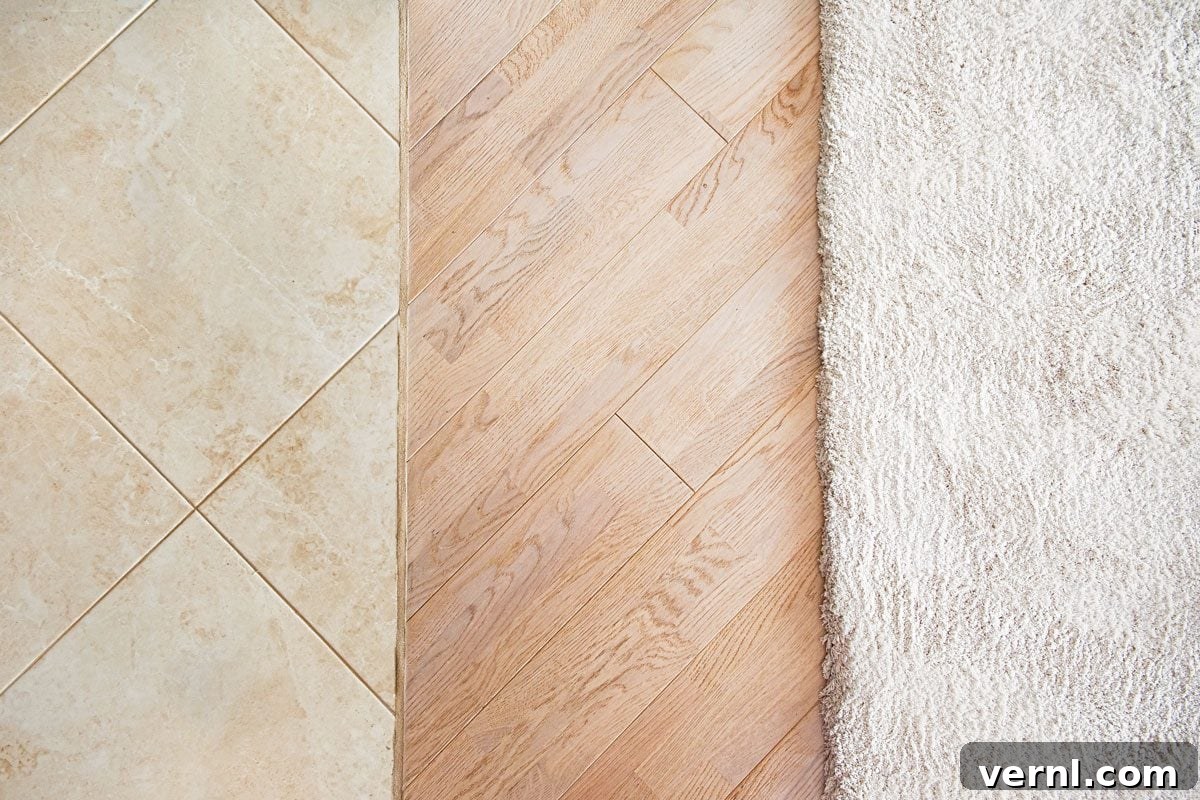 Is New Flooring a Smart Investment? 2 Floor With Marble Tile Pattern Laminate Parquete Floor With Beige Soft Carpet Gettyimages 683705298 Ksedit