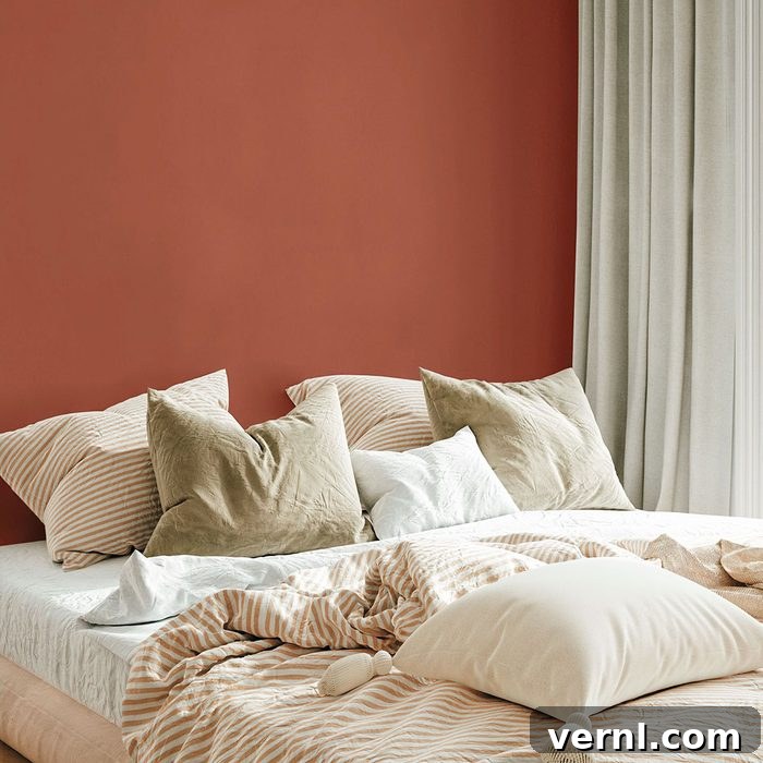 Clark and Kensington Crown a Deliciously Neutral 2026 Color of the Year 4 Bedroom's closeup with Clark + Kensington’s 2026 Color Of The Year paint on wall
