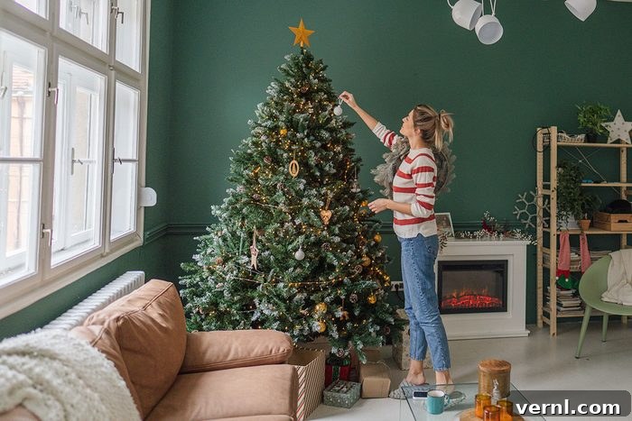 Holiday Safety Blunders to Avoid 4 Woman decorating Christmas tree
