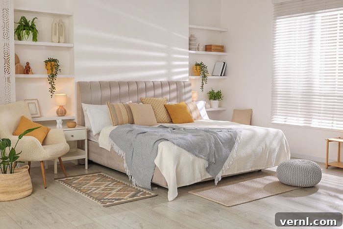 Beyond Aesthetics The True Value of a Headboard 2 Comfortable large bed in beautiful room. Interior design