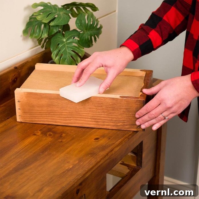 Gulf Wax for Smooth-Gliding Drawers 2 Gulf Wax block for lubricating sticky wooden drawers