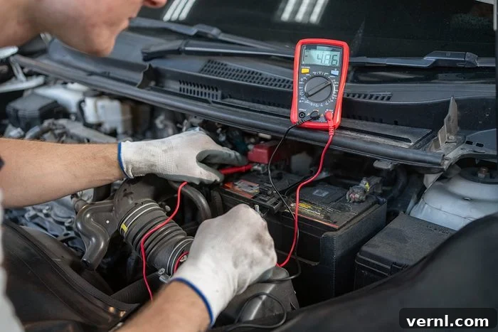 11 Ways Extreme Weather Affects Your Car's Performance 2 Car mechanic checking voltage on a car battery