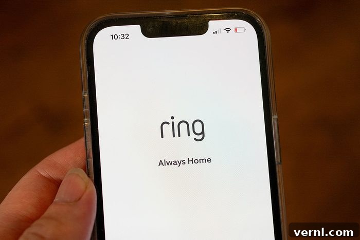 Person using the Amazon Ring app on an iPhone
