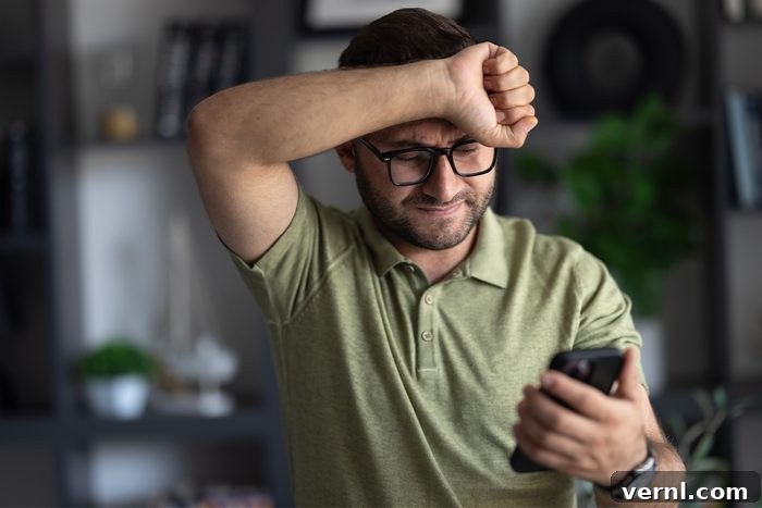 Frustrated person holding a phone, symbolizing the annoyance of spam calls.