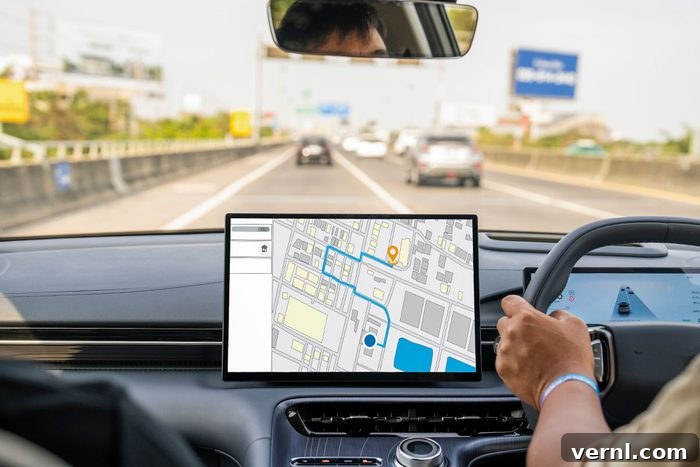 Street Smarts vs. GPS: Unpacking the Fastest Route Debate 2 Driver Using Navigation System in a Modern Car on Highway