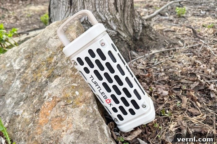 The Unbreakable Sound: Our Deep Dive into the Turtlebox Speaker 5 Turtlebox Ranger leaning against rocks