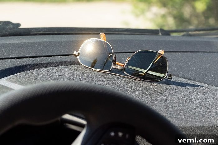 Sunglasses on the dashboard